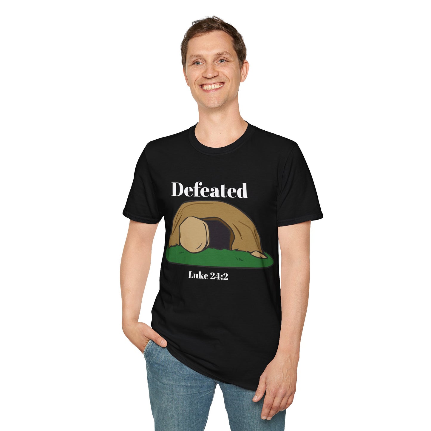 He Is Risen: Luke 24:2 Unisex Softstyle T-Shirt