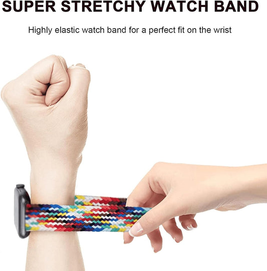 Rainbow Color Stretchy Bands Elastic Sport Wristbands Compatible with Apple Watches 38-40-44mm Replacement Knit Band (Pre-Owned)