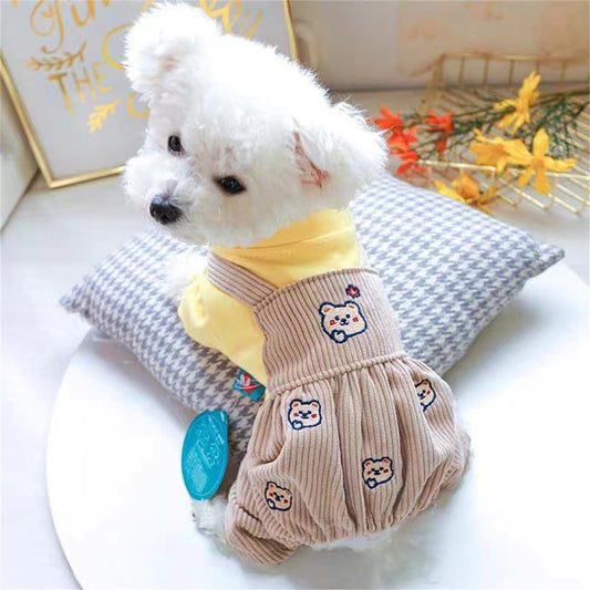 Beige Teddy Bear Jumpsuit Dog Clothes Pet Shirts Stylish Jumpsuit for Small Dog