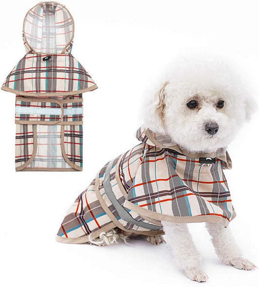 Dog Raincoat Hooded Slicker Poncho for Small Dog Size Med.