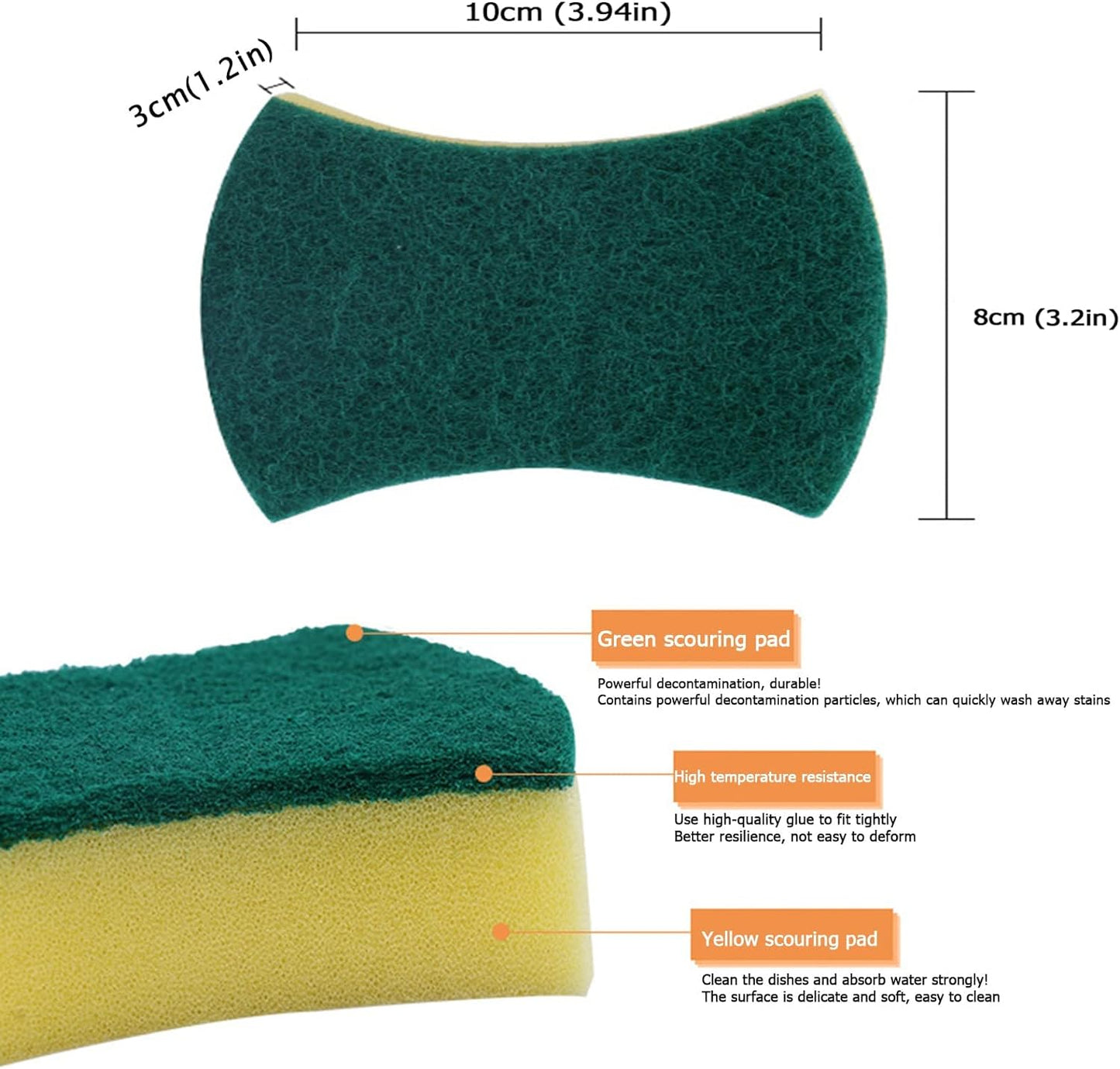 Dish Scrubber Pad Household Sponges/Scourers 12 Pack