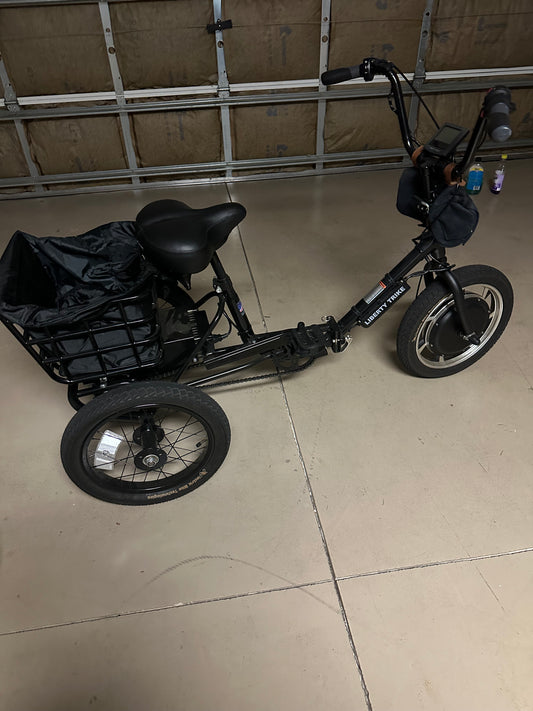 Liberty Trike Adult Folding E-trike Bike w/Lithium Battery and Basket