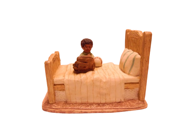 Vintage 1990's Black African American Young Boy Praying by Bed Ceramic Figurine