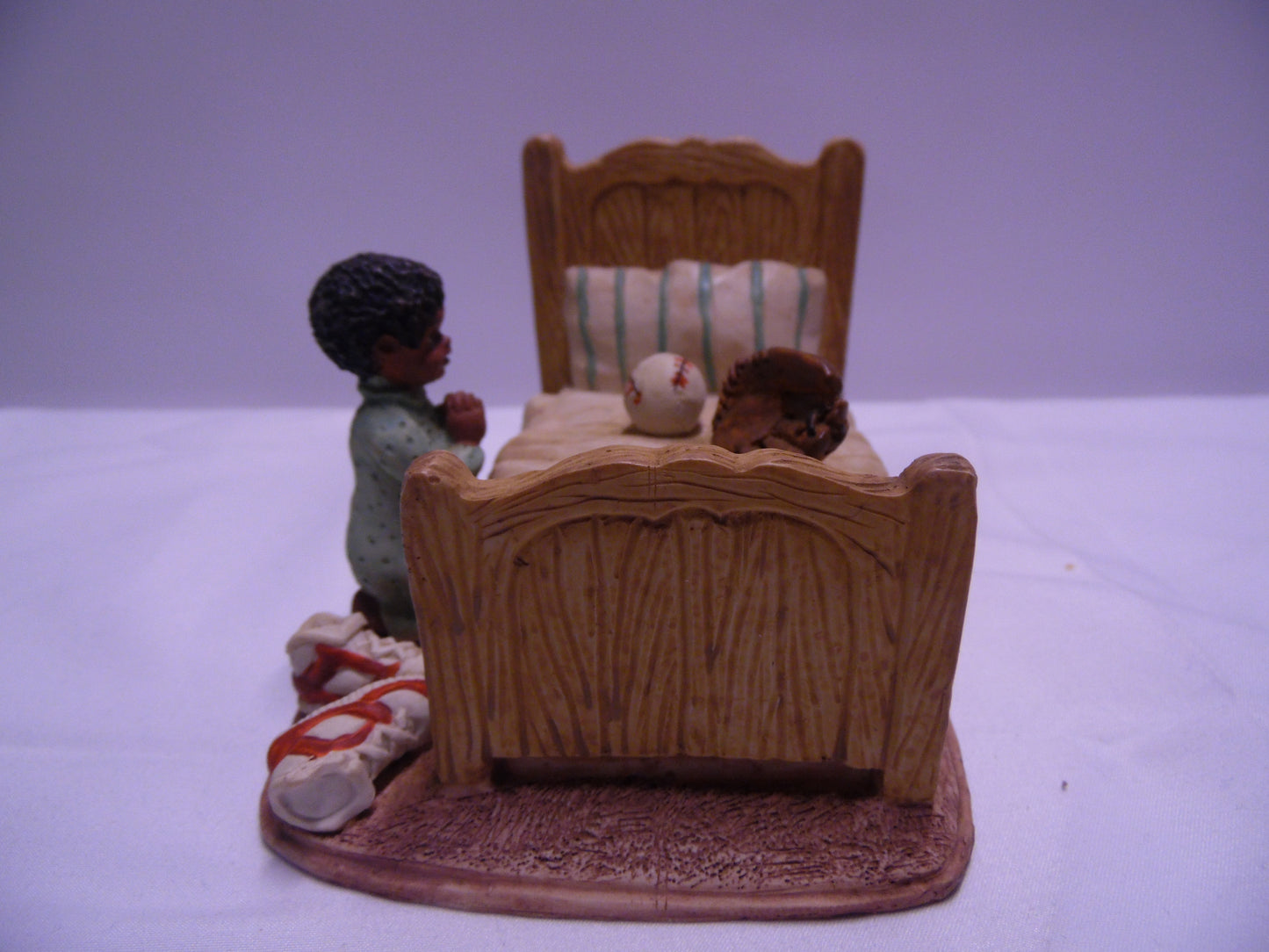 Vintage 1990's Black African American Young Boy Praying by Bed Ceramic Figurine