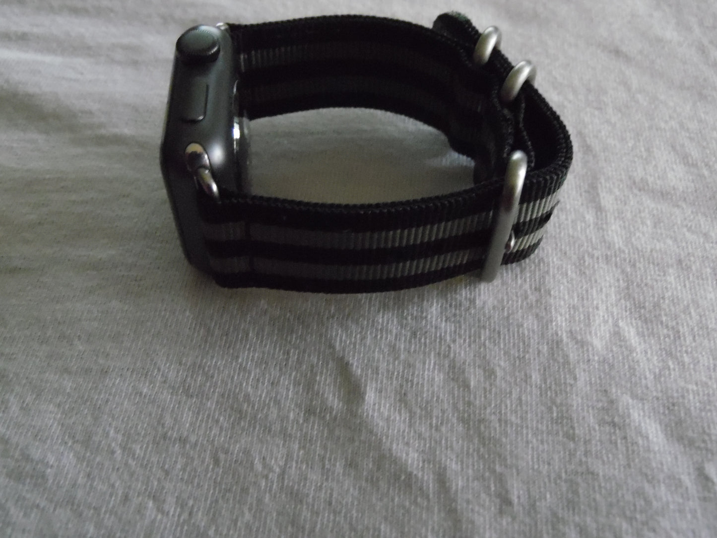 Classic Watch Band Two Piece Nylon Apple 38-40MM Black & Gray Band (Pre-Owned)