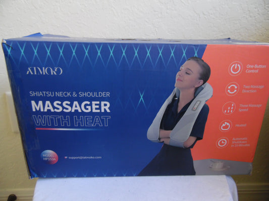 Shiatsu Neck and Shoulder ATMOKO Massager with Heat Auto Shut off Feature Open Box