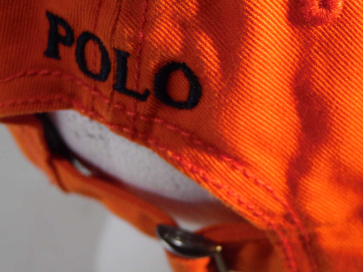 Vintage Polo Ralph Lauren Cap Hat Cloth Strap Back Orange Black Pony One Size