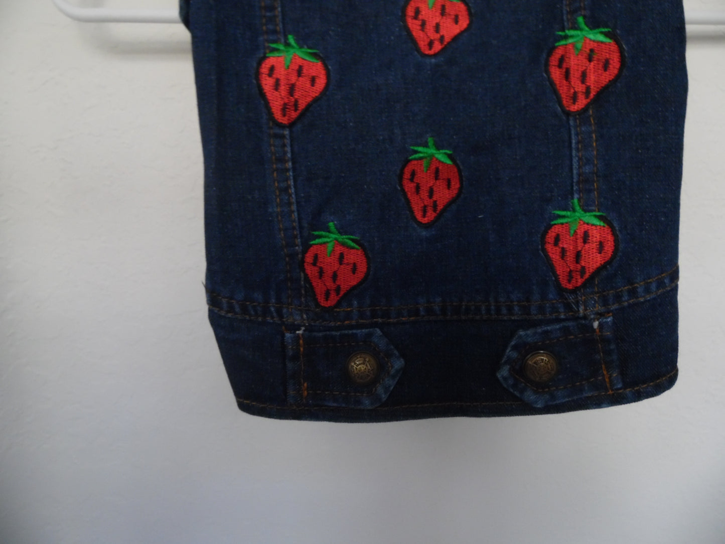 Strawberry Jean Jacket Small Dog Coat Dog Apparel Embroidered Strawberry Denim Vest XL