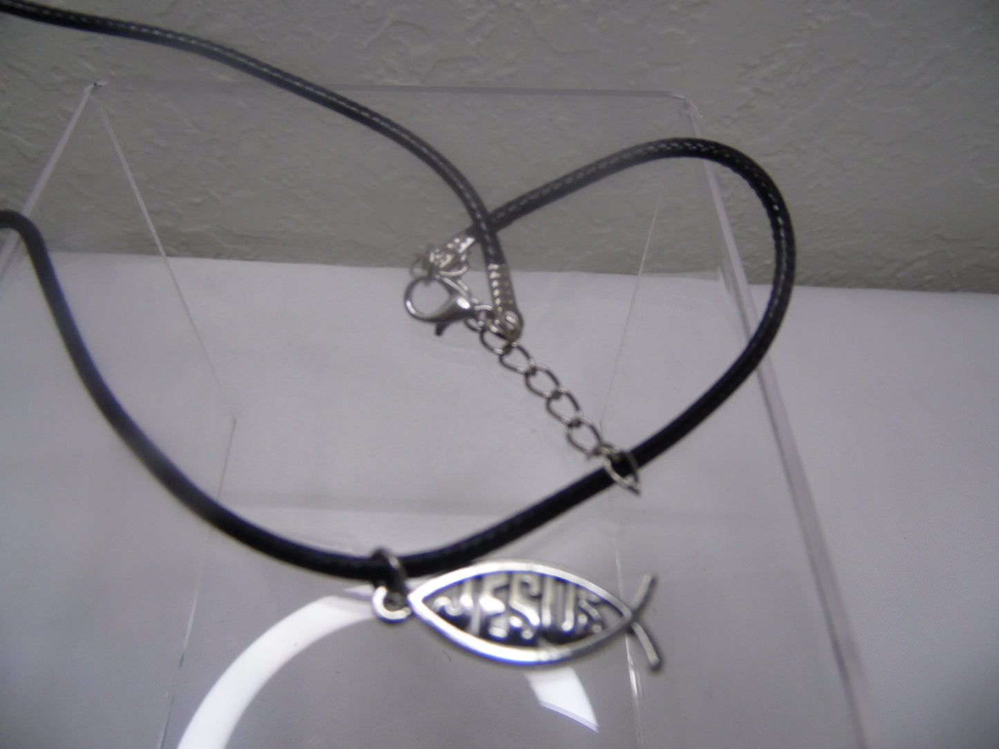 Vintage Reverence: Antique Silver Jesus Fish Pendant Necklace
