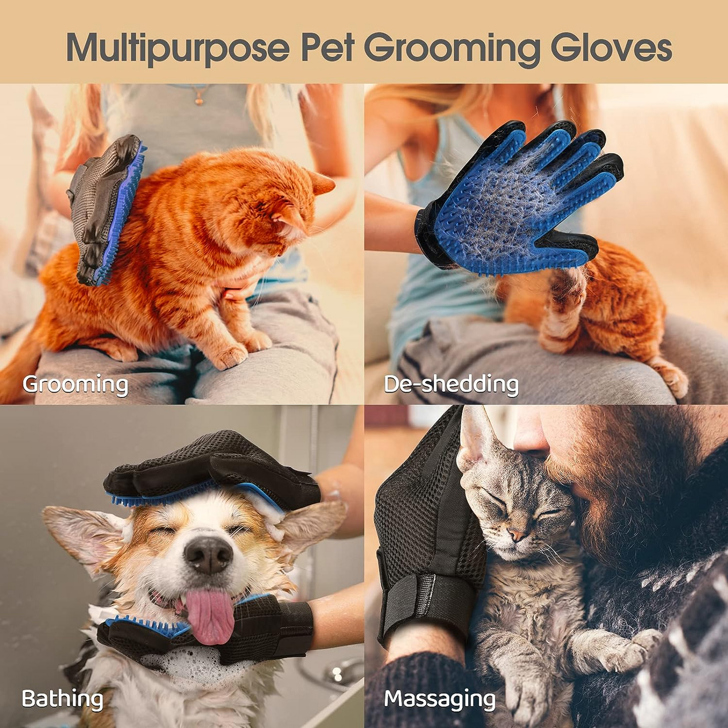 Ultimate Comfort: Gentle Pet Grooming Glove for Happy Dogs 1 Pair