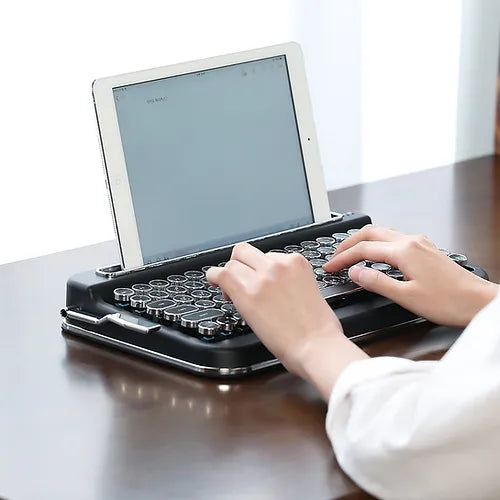 EL RETRON Penna Wireless Typewriter Retro Keyboard with Integrated Stand for Multi-Device