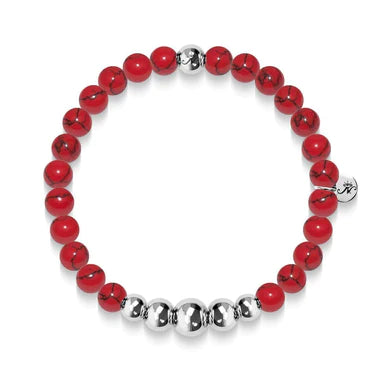NOGU Red Turquoise Silver and Red Enamel Bracelet