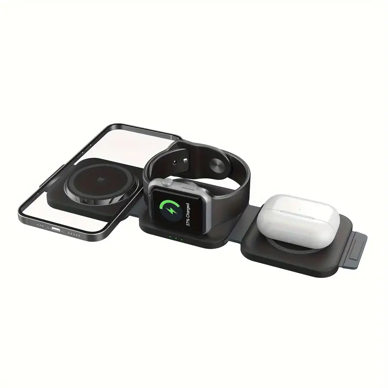 Travel-Ready Magnetic 3-in-1 Wireless Charging Station for Multiple Devices