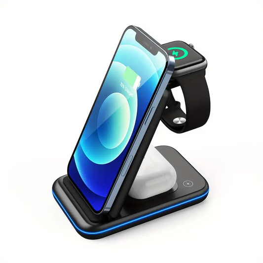 3-in-1 Folding Wireless Charger: Streamlined Charging for iPhone, Apple Watch & Headphones