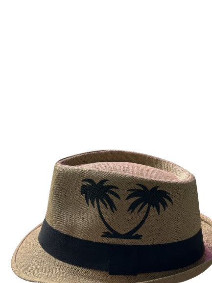 Fedora Straw Hat Unisex Jazz Cap / Beach Hat Coconut Trees Pattern