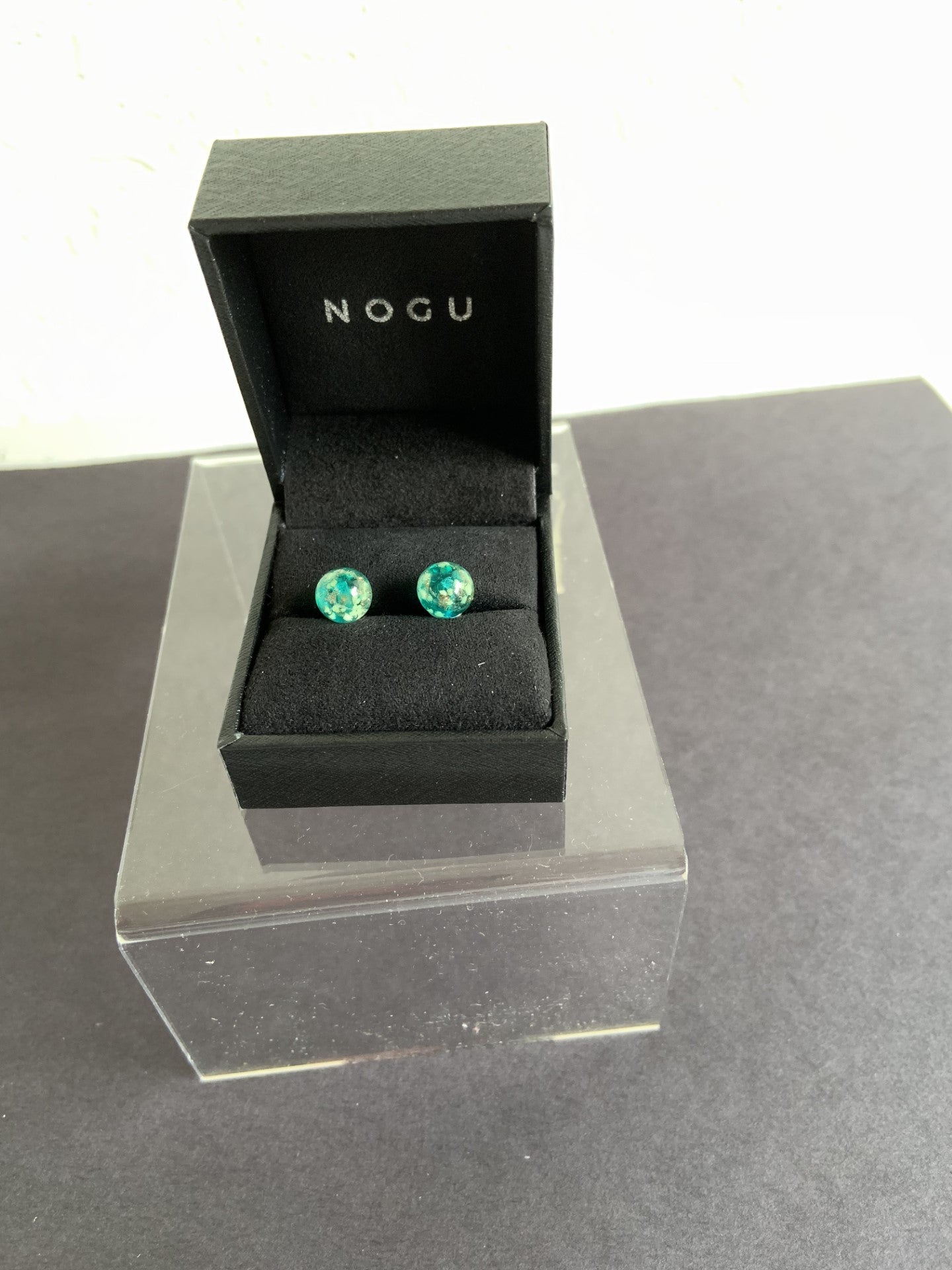 NOGU Teal Firefly Glass Stud Earrings 8MM