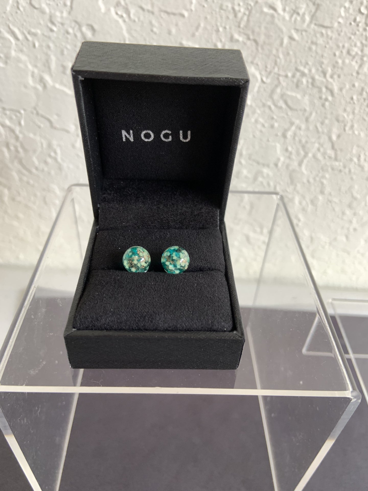 NOGU Teal Firefly Glass Stud Earrings 8MM
