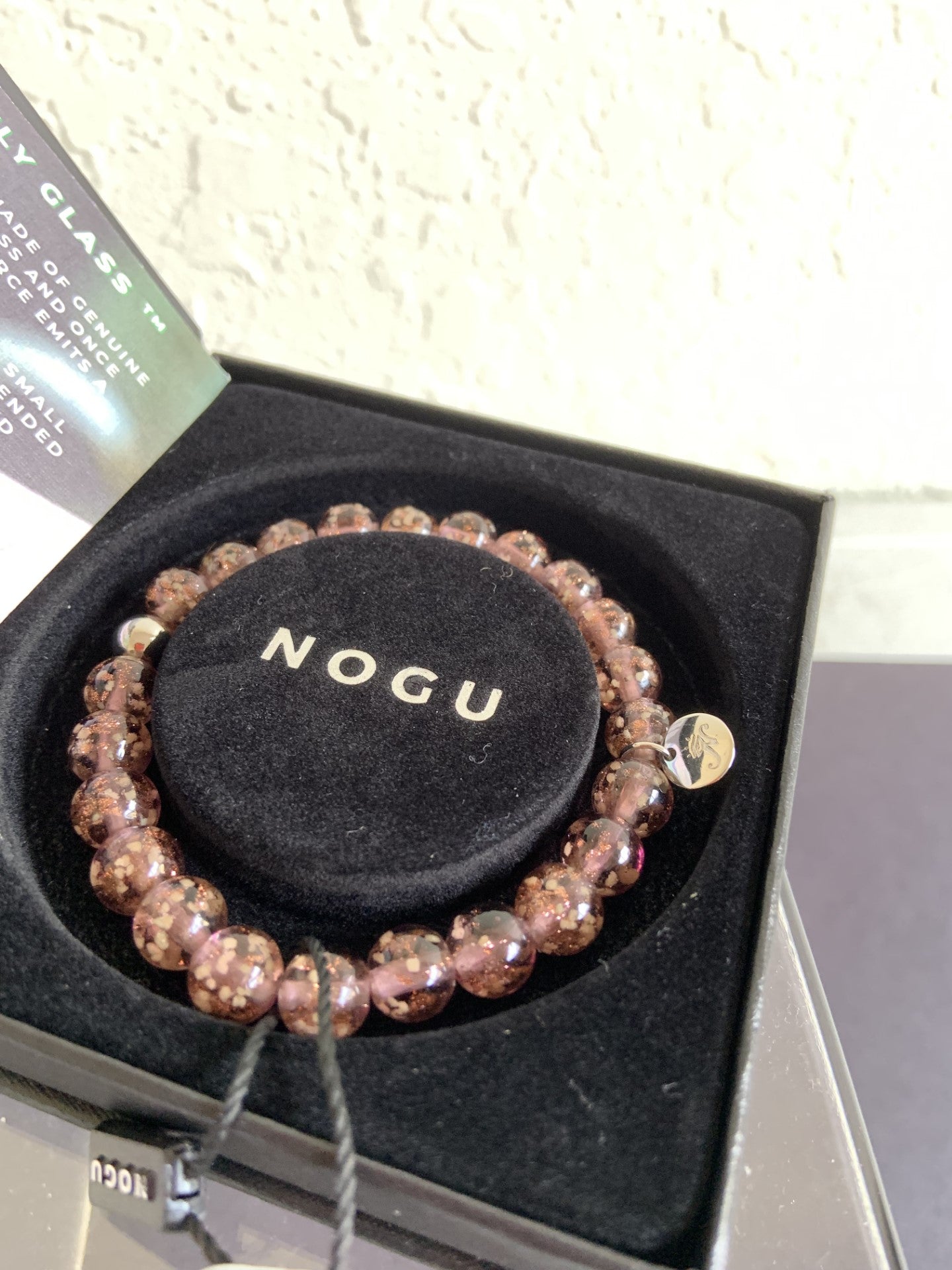 NOGU Chestnut Silver Cheshire Glass Double Bracelet